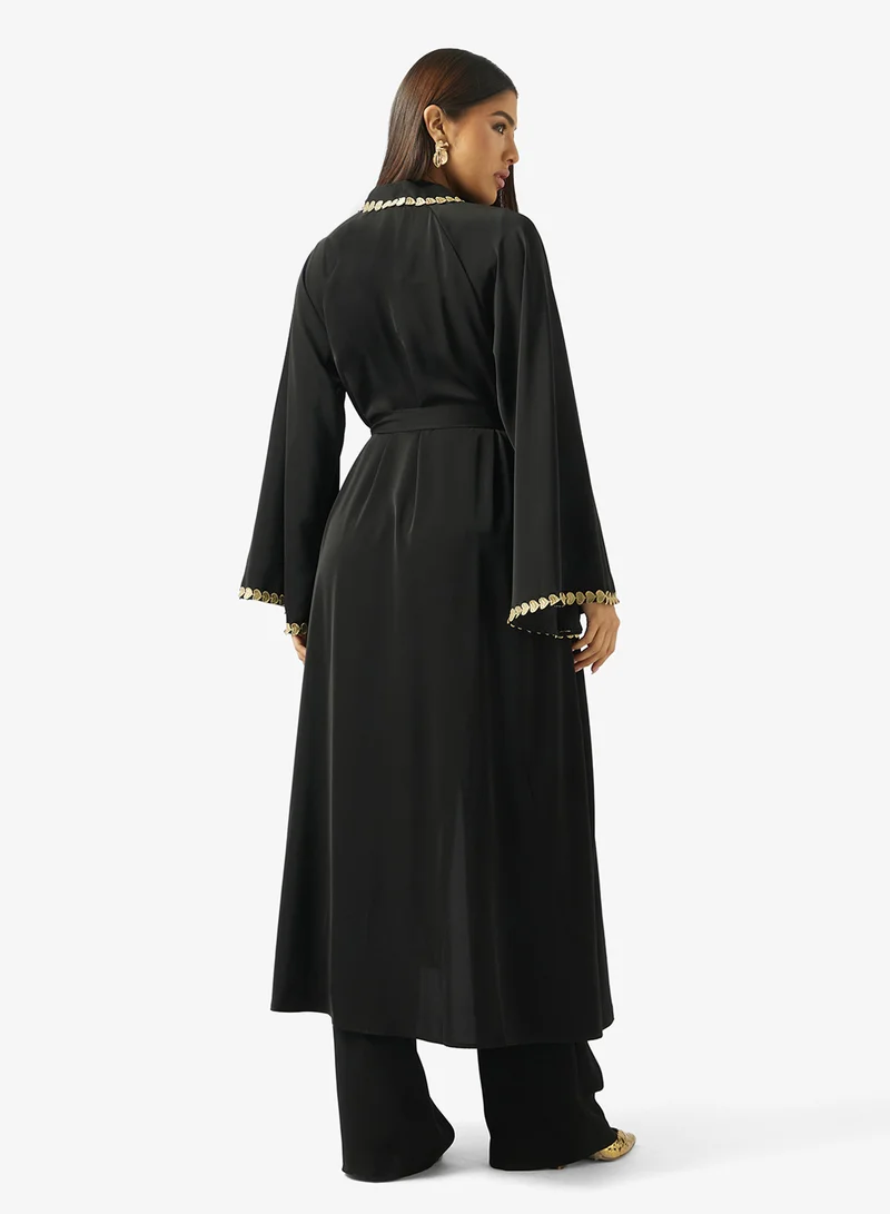 Khizana Basic Abaya With Contrast Hem